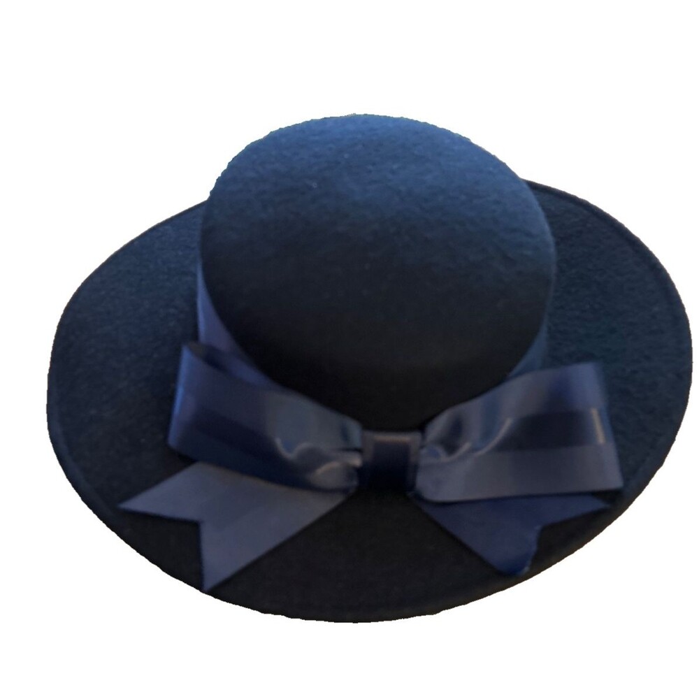 Michael Howard Vintage Fedora Hat Wool Navy Blue with Bow